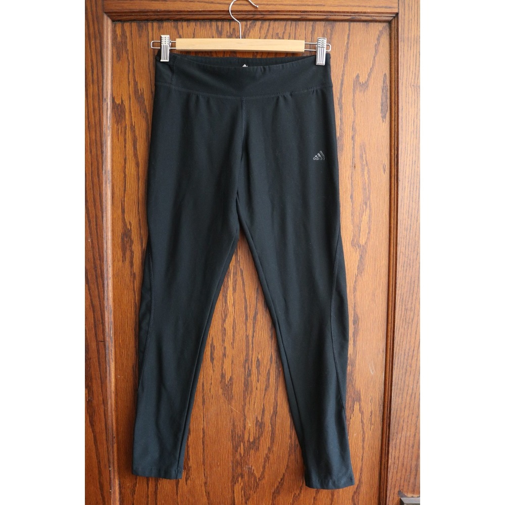 ADIDAS Climalite Performance Leggings Women Small Black Stretch Athletic Workout - Picture 2 of 12